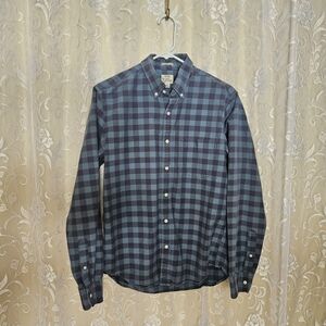 J. Crew Navy and Light Blue Slim Fit Plaid Shirt